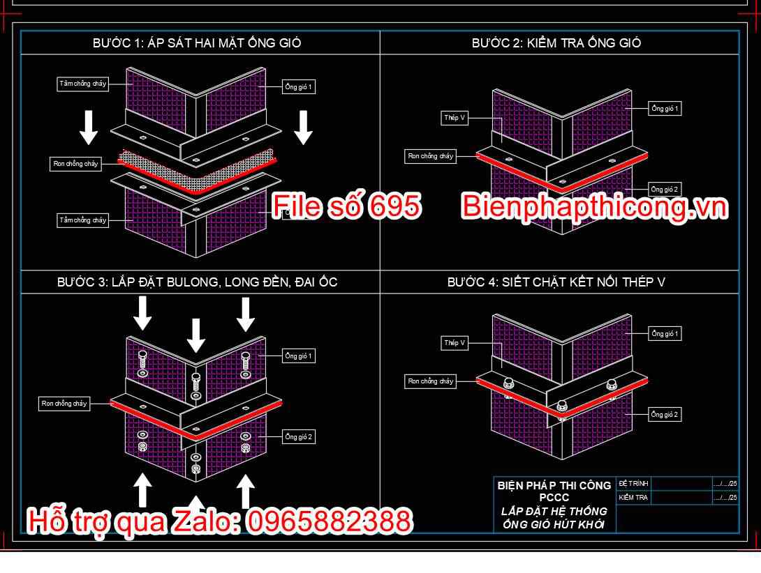 Tải bản vẽ biện pháp thi công hệ thống hút khói nhà xưởng.