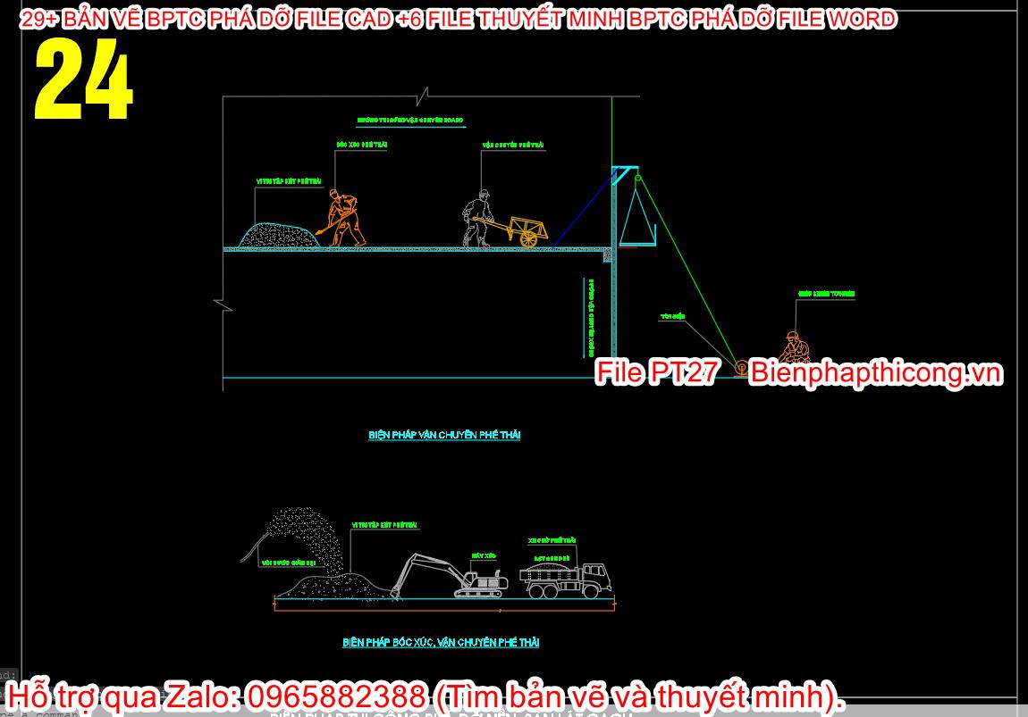 Bản vẽ cad biện pháp thi công phế thải.