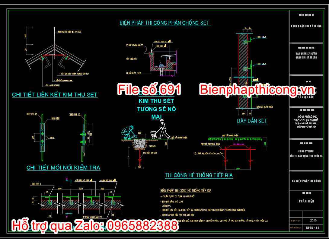 Biện pháp thi công phần chống sét.