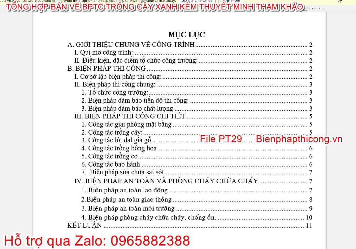 Thuyết minh bptc cây xanh.