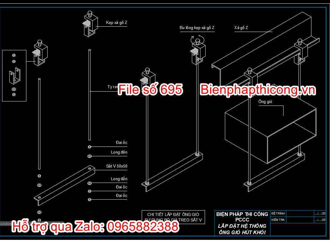 Download bản vẽ biện pháp thi công quạt hút khói.