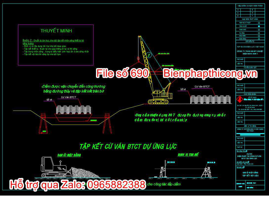 Tập kết cừ ván btct dự ứng lực cad.