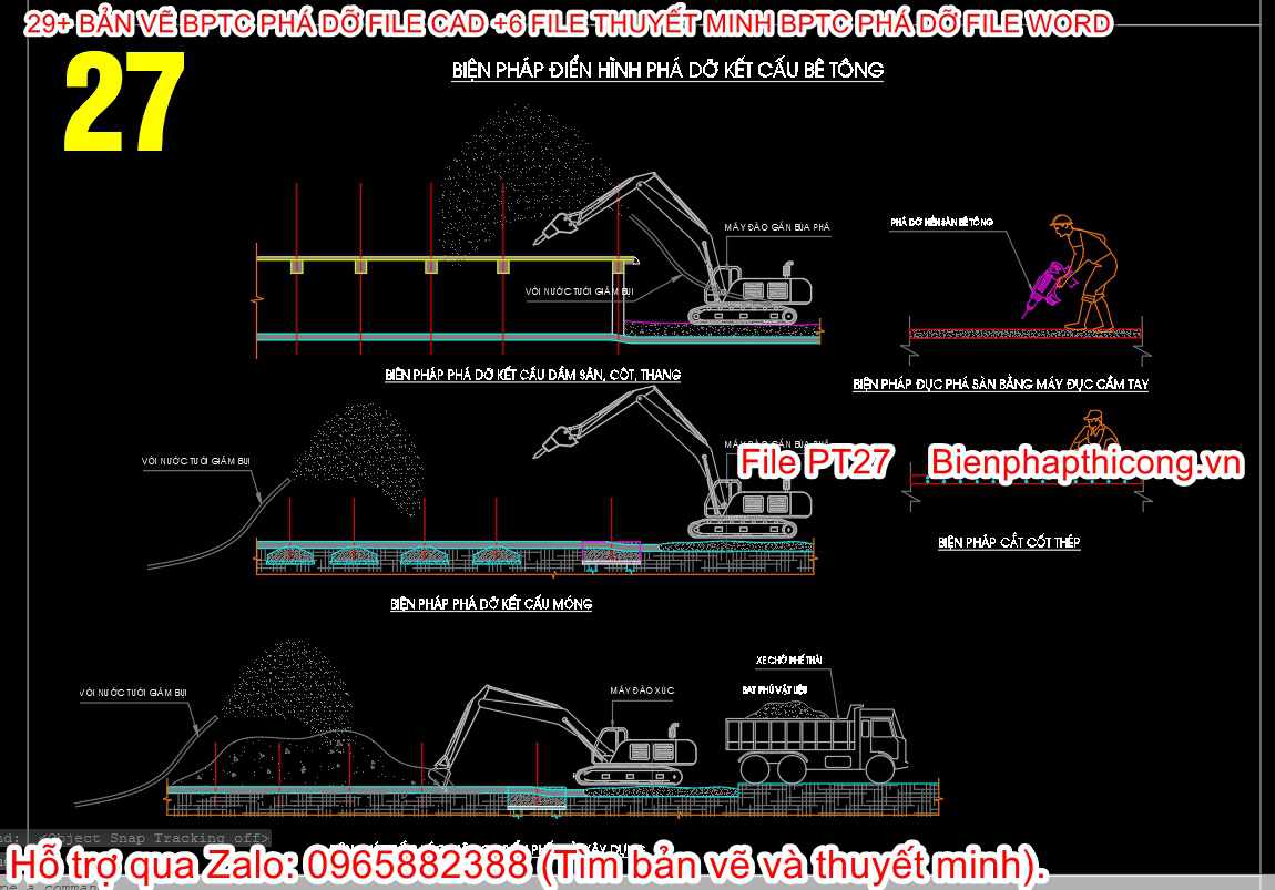 Bản vẽ cad bptc phá dỡ kết cấu bê tông.