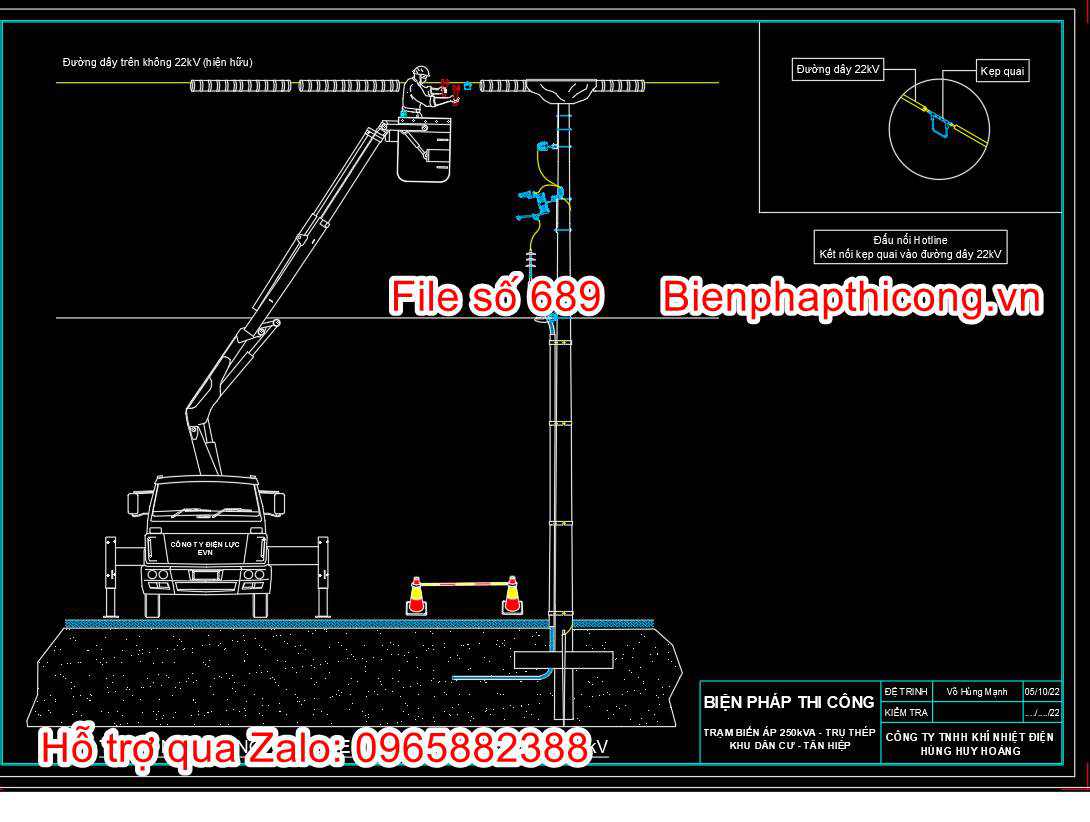 Thi công đấu nối hotline kẹp quai lưới điện 22kv