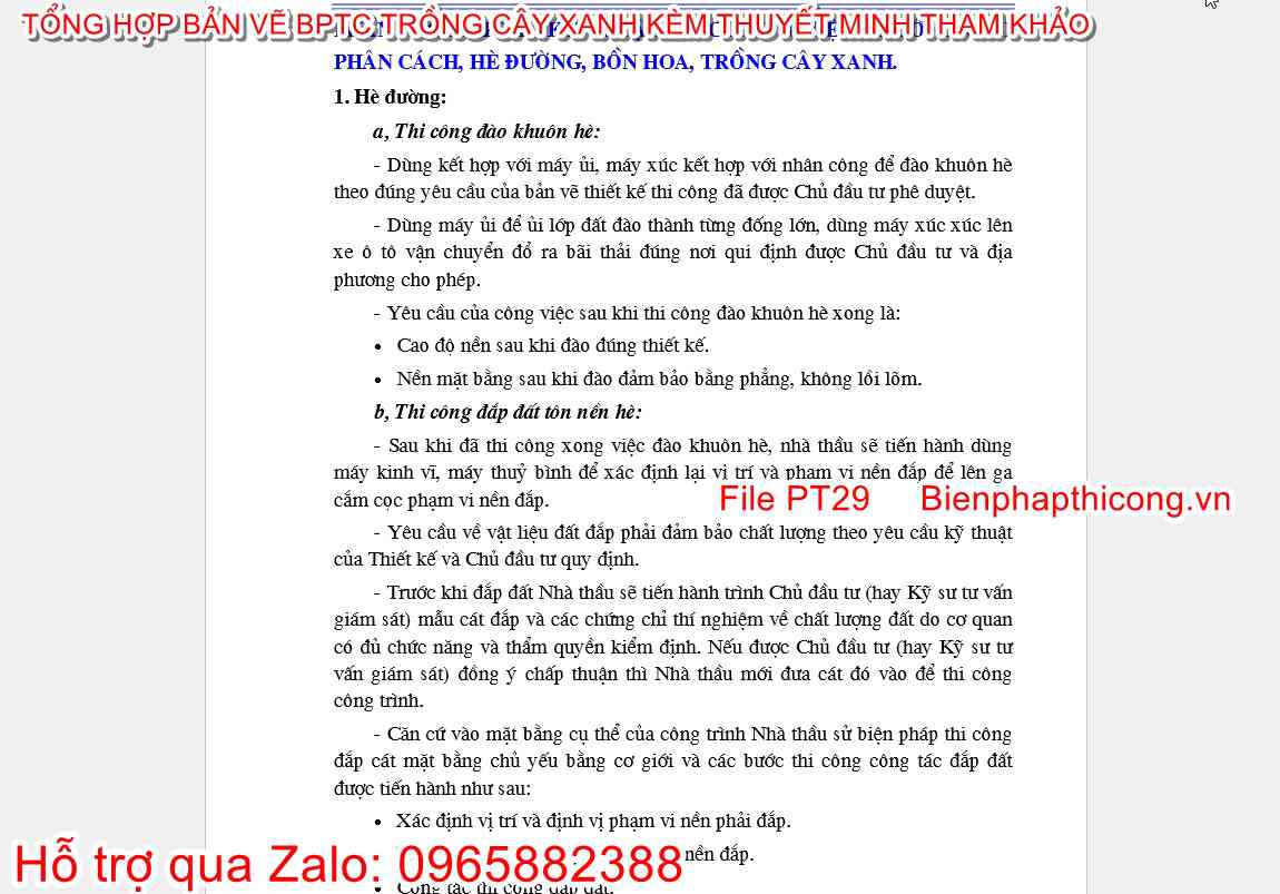 Giải pháp kỹ thuật trồng cây xanh.