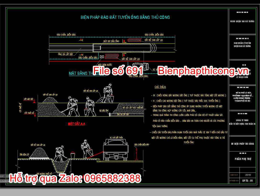 Biện pháp đào đất tuyến ống bằng thủ công.
