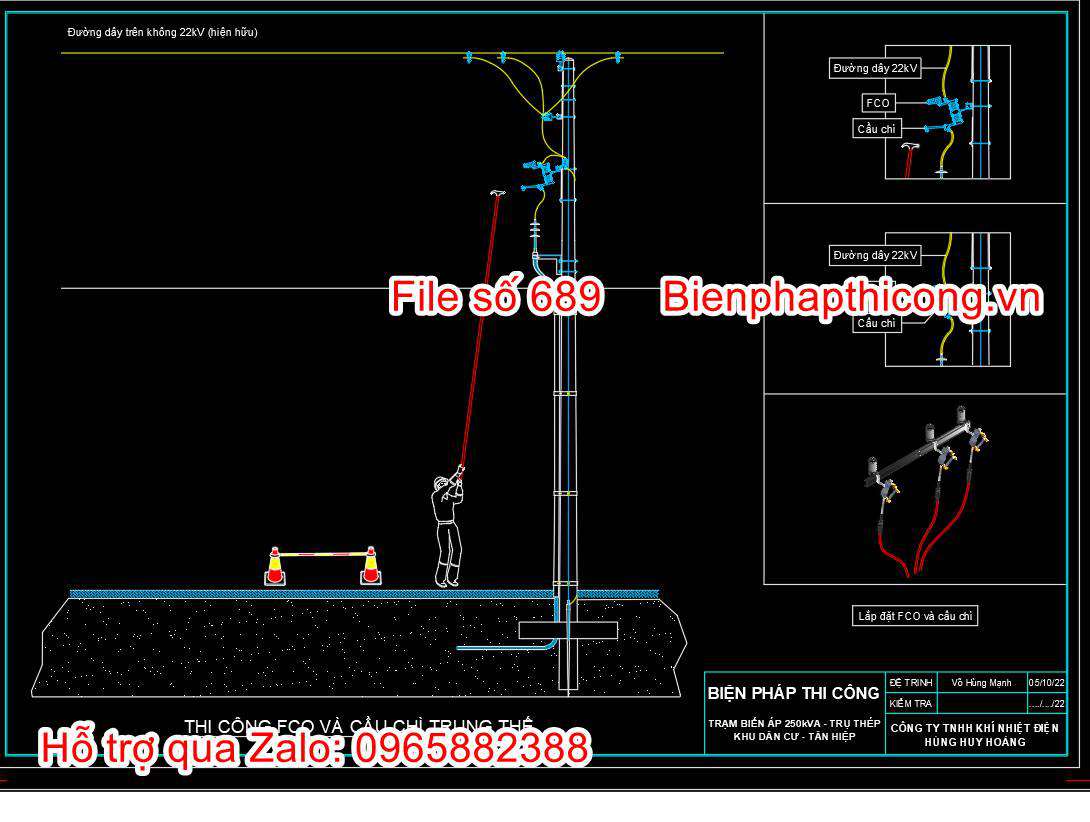 Bản vẽ biện pháp thi công đấu nối hotline.