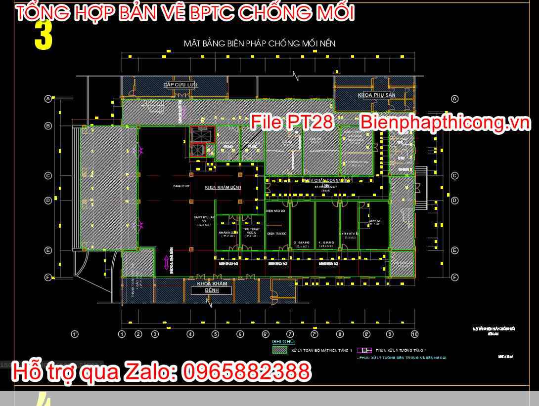 Bản vẽ biện pháp thi công chống mối nền cad.