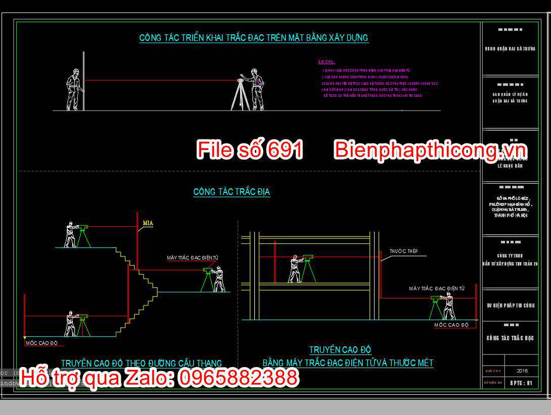 Công tác triển khai trắc đạc trên mặt bằng xây dựng