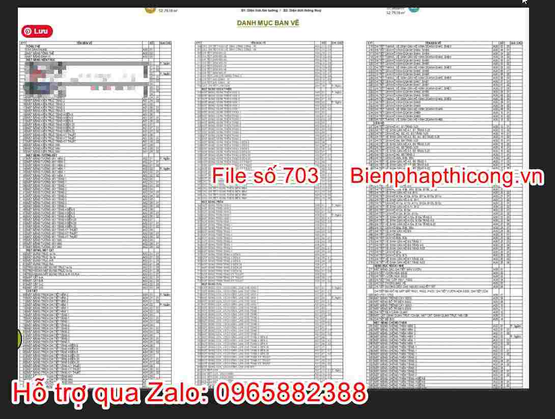 Danh mục bản vẽ nhà cao tầng cad.