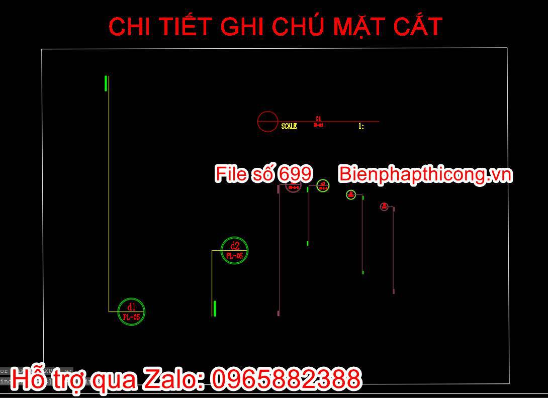 Download block động ghi chú mặt cắt.