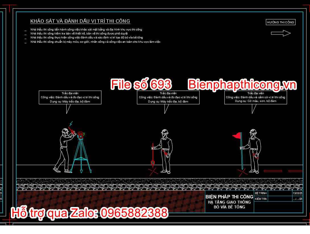 Khảo sát và đánh dấu vị trí thi công.