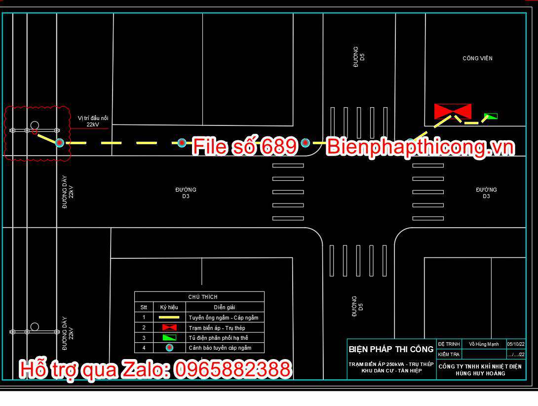 Mặt bằng bản vẽ biện pháp thi công trạm biến áp.