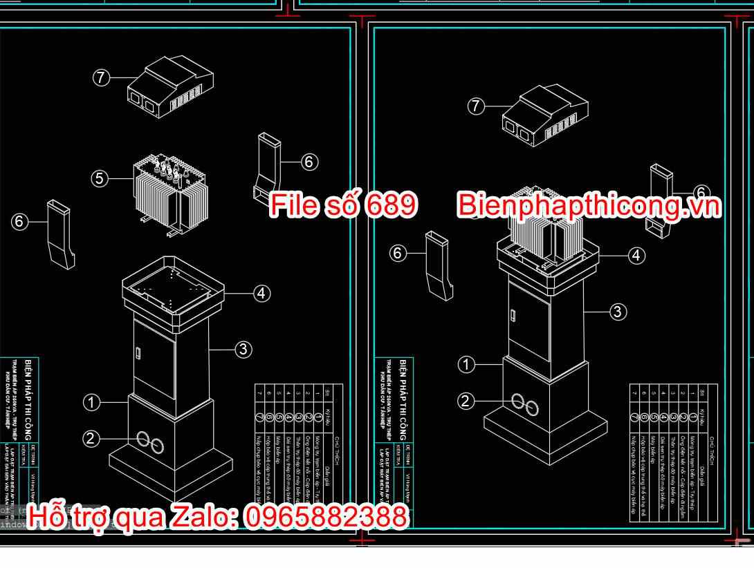 Thư viện bản vẽ biện pháp thi công trạm biến áp.