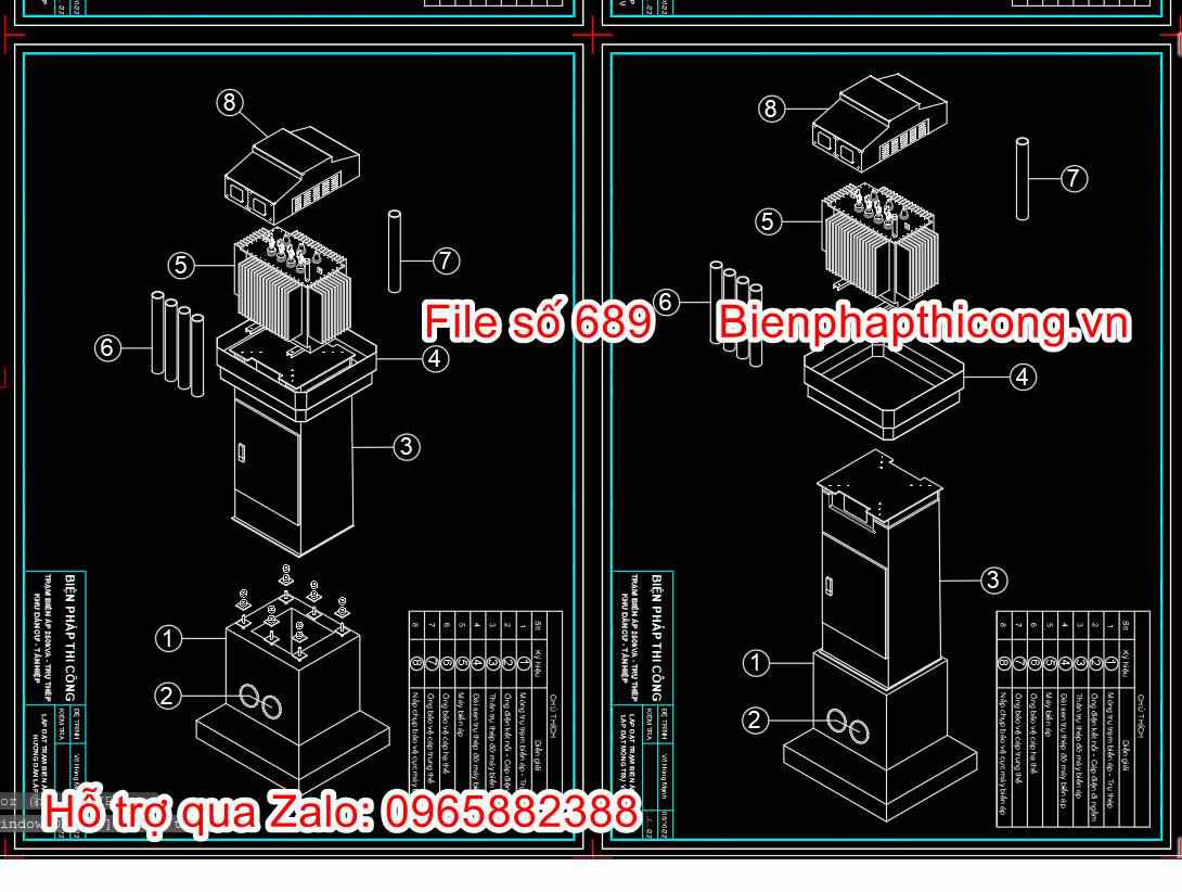 Cad bản vẽ biện pháp trạm biến áp cad.