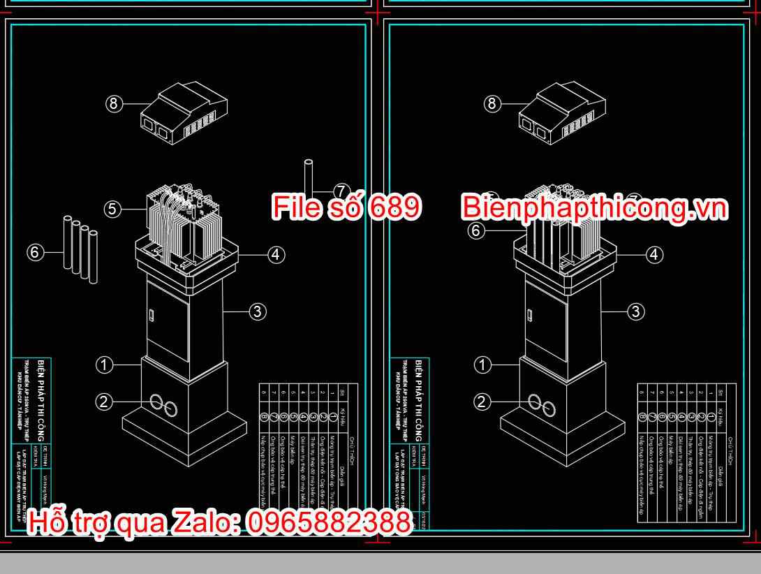 Mẫu bản vẽ bptc trạm biến áp cad.