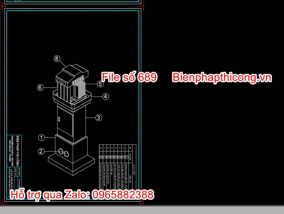 Mẫu bản vẽ bptc trạm biến áp cad.