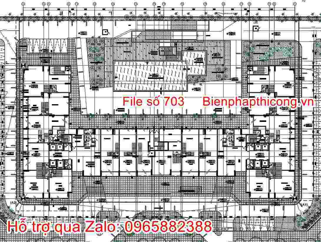 Tổng mặt bằng nhà 25 tầng khách sạn văn phòng nhà ở.