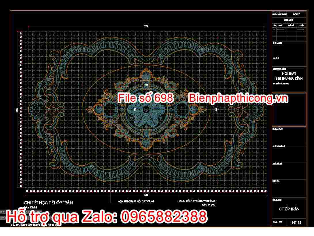 Bản vẽ họa tiết ốp trần bằng gỗ tân cổ.
