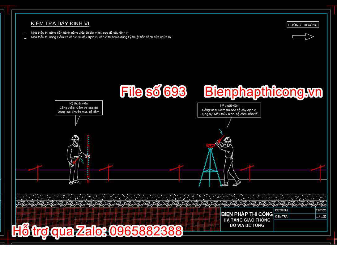 Bản vẽ biện pháp kiểm tra dây định vị.