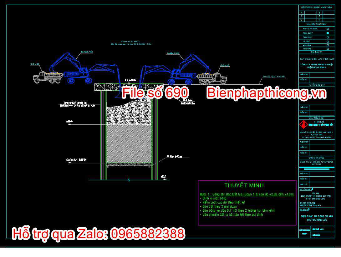 Bản vẽ bptc đào đất kênh thoát nước thải.