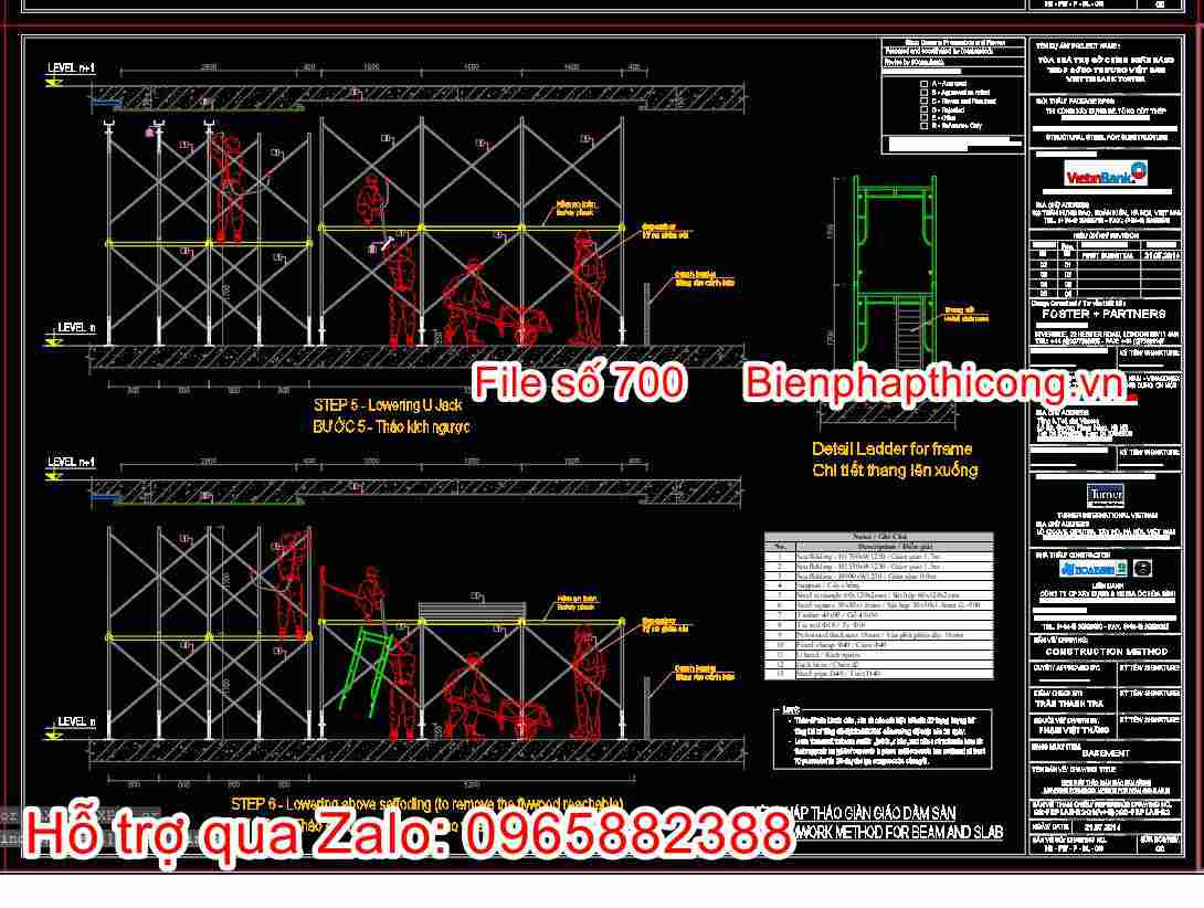 Bản vẽ bptc tháo sắt hộp coppha chống.