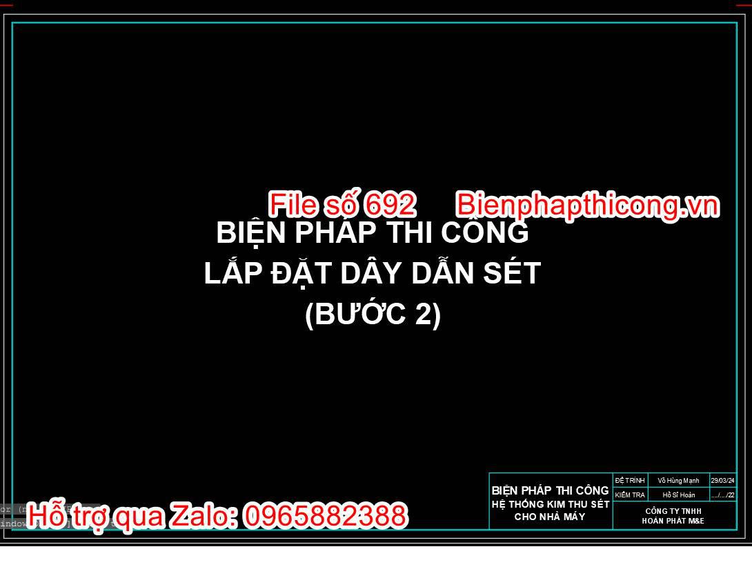 Bản vẽ biện pháp thi công lắp đặt dây dẫn sét.