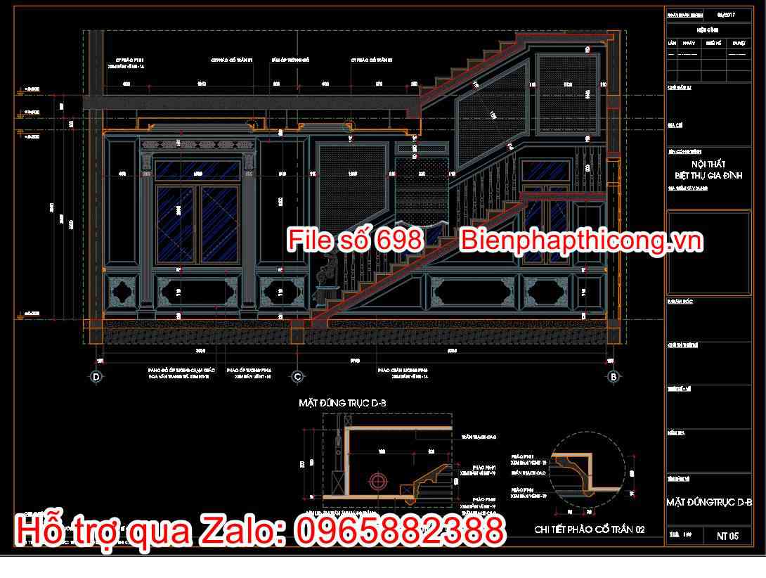 Download bản vẽ thiết kế tường vách gỗ tân cổ.