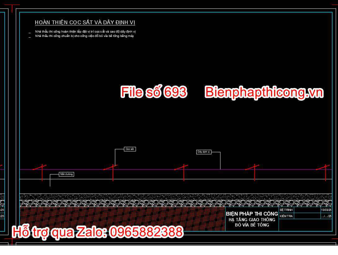 Hoàn thiện cọc sắt và dây định vị cad.