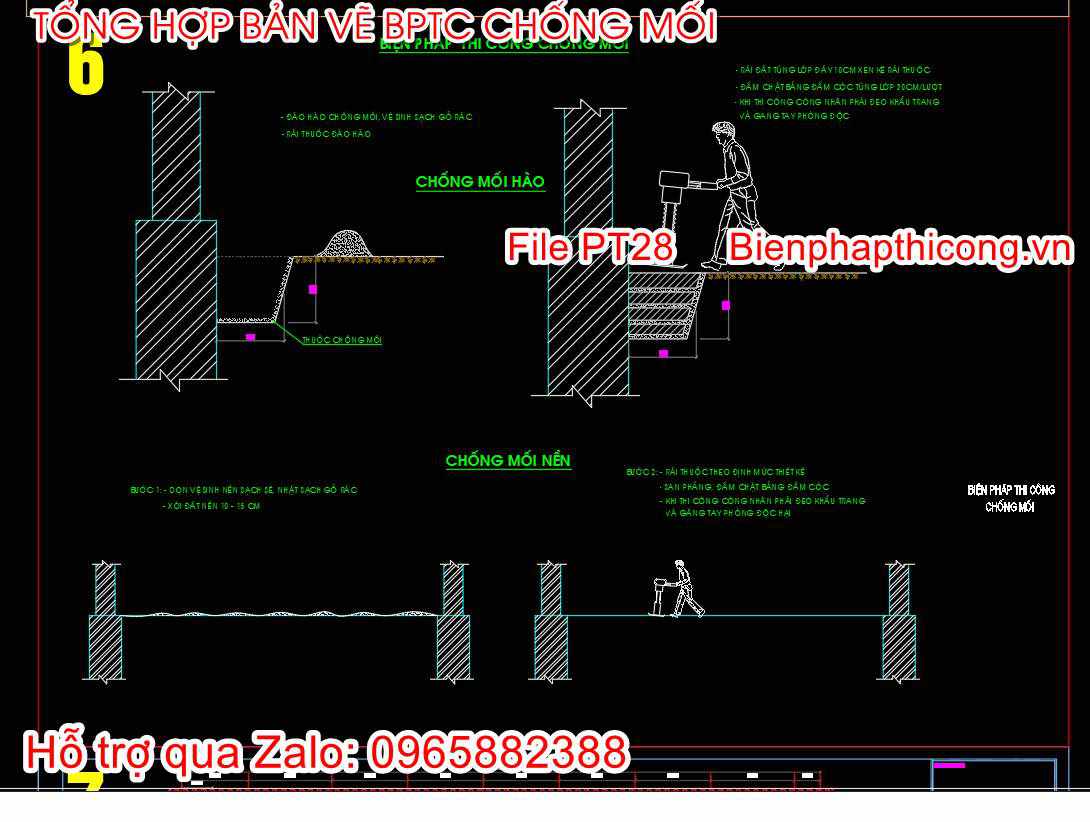 Mẫu bản vẽ biện pháp thi công chống mối.