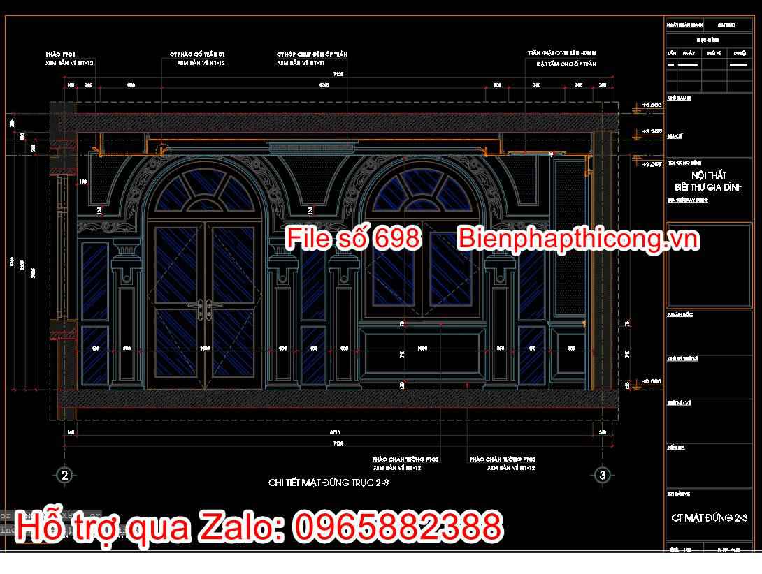 Thiết kế vách gỗ cad phòng thờ tân cổ.
