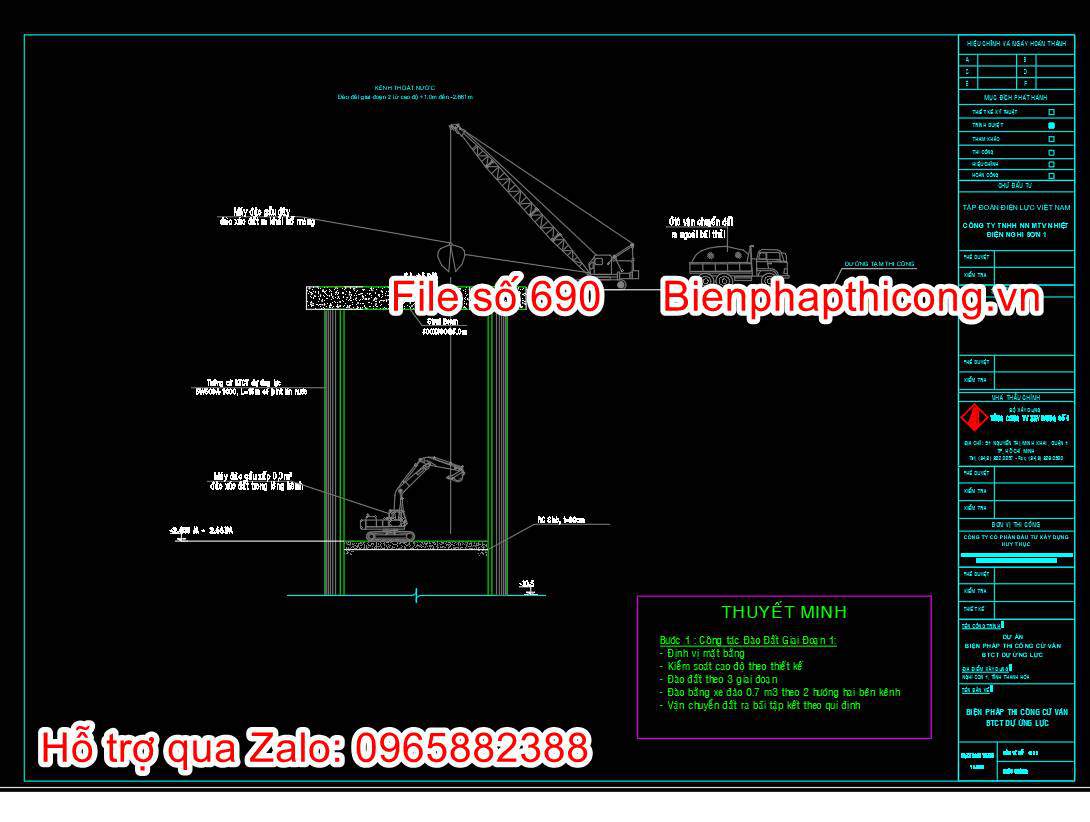 Bản vẽ biện pháp đào đất kênh.