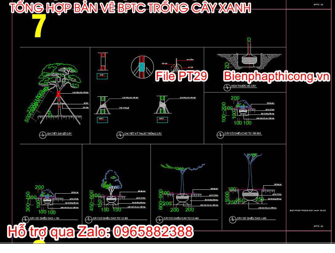 File cad biện pháp thi công trồng cây cad.