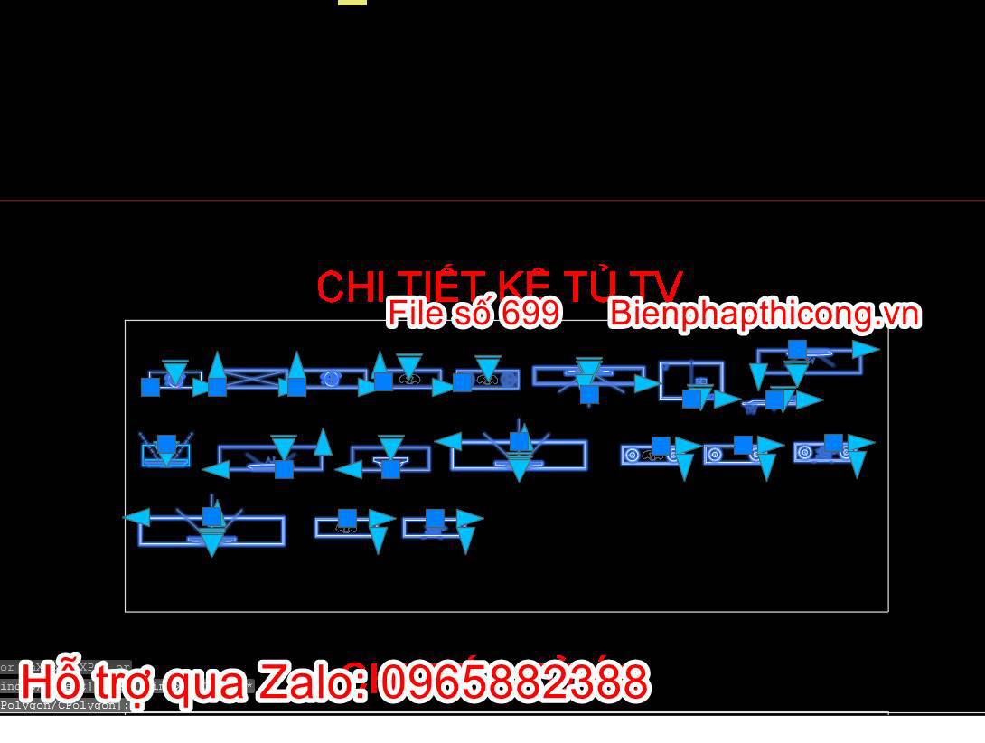 Mẫu block động chi tiết kệ tủ tivi