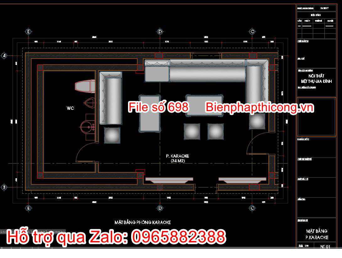Mặt bằng phòng karaoke tân cổ mini.