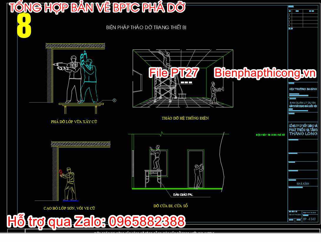 Bản vẽ biện pháp cạo bỏ lớp sơn vôi ve cũ.
