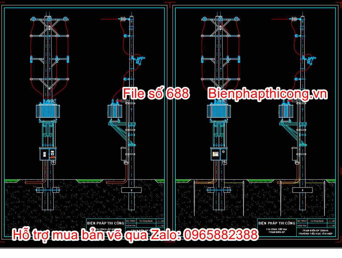 Bản vẽ bptc cáp điện hạ thế tiếp địa cad.