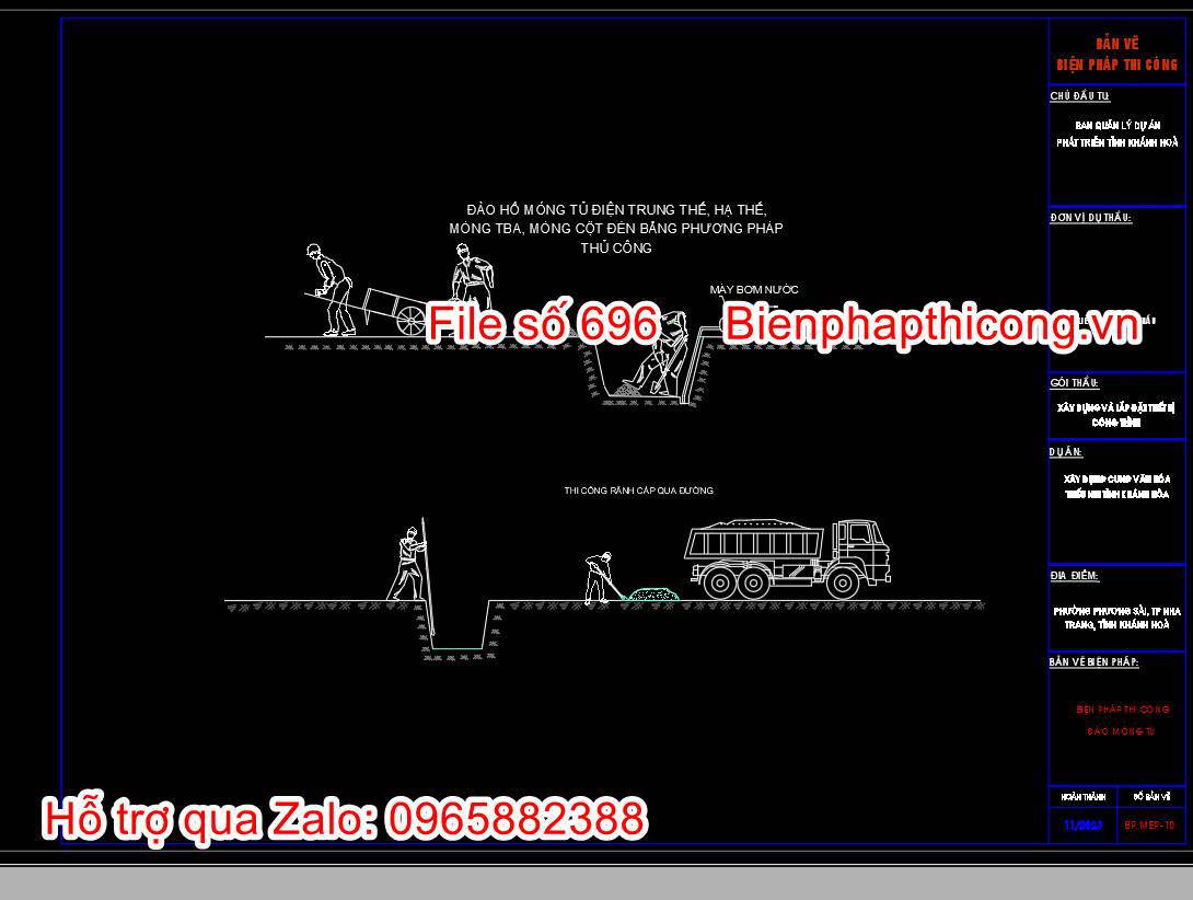 Đào hố móng tủ điện trung thế hạ thế móng TBA móng cột đèn.