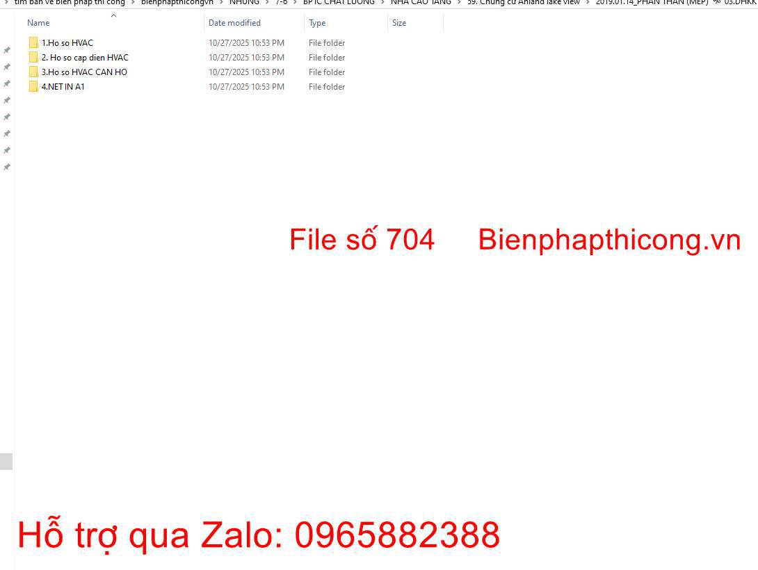 Hồ sơ bản vẽ điều hòa không khí nhà chung cư cao tầng.