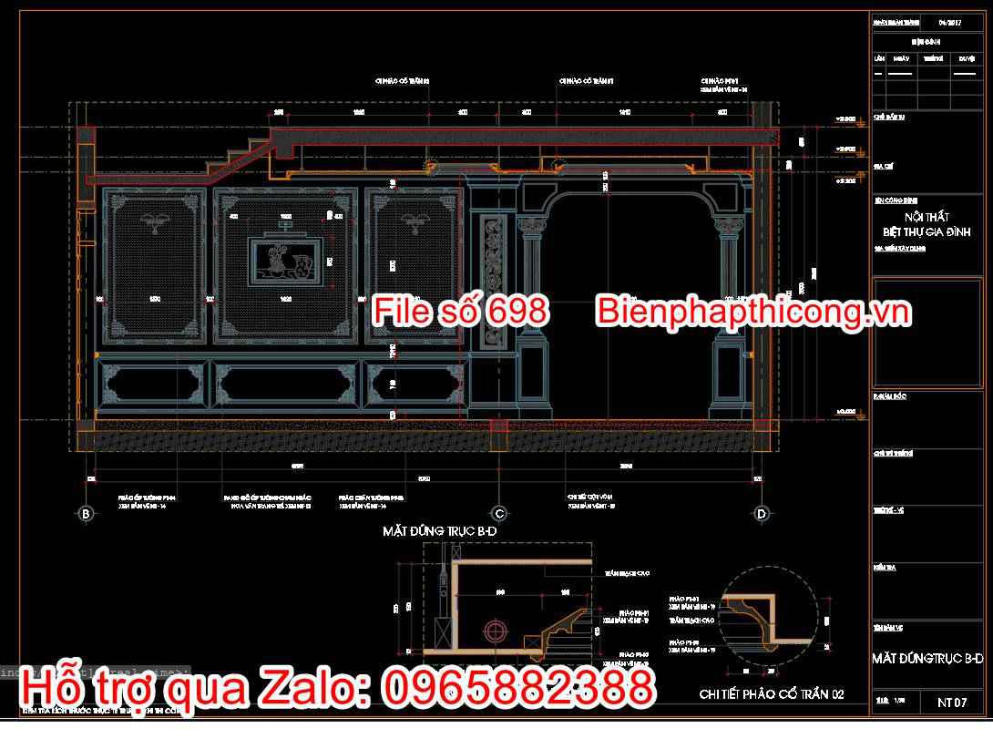 Thư viện bản vẽ tường vách tân cổ.