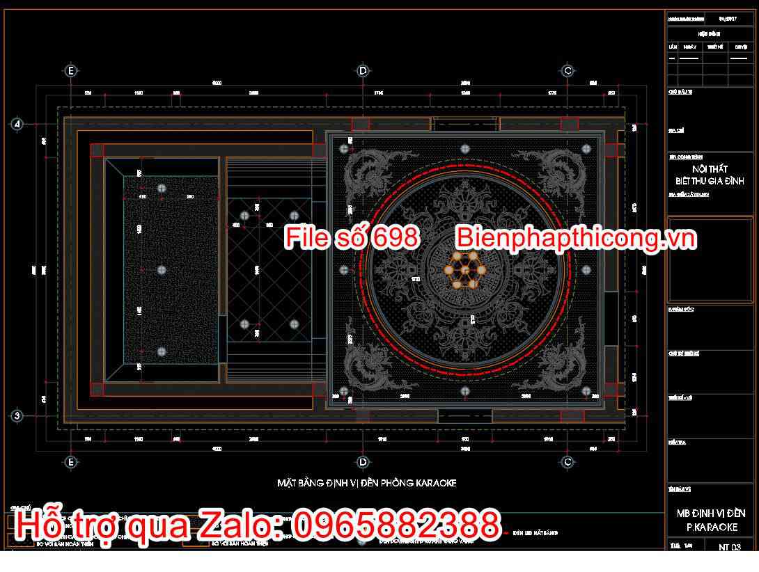 Mặt bằng định vị đèn phòng karaoke mini tân cổ.