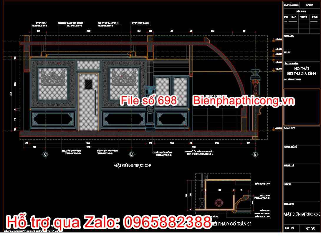 Mẫu bản vẽ biện pháp thi công phòng karaoke mini.