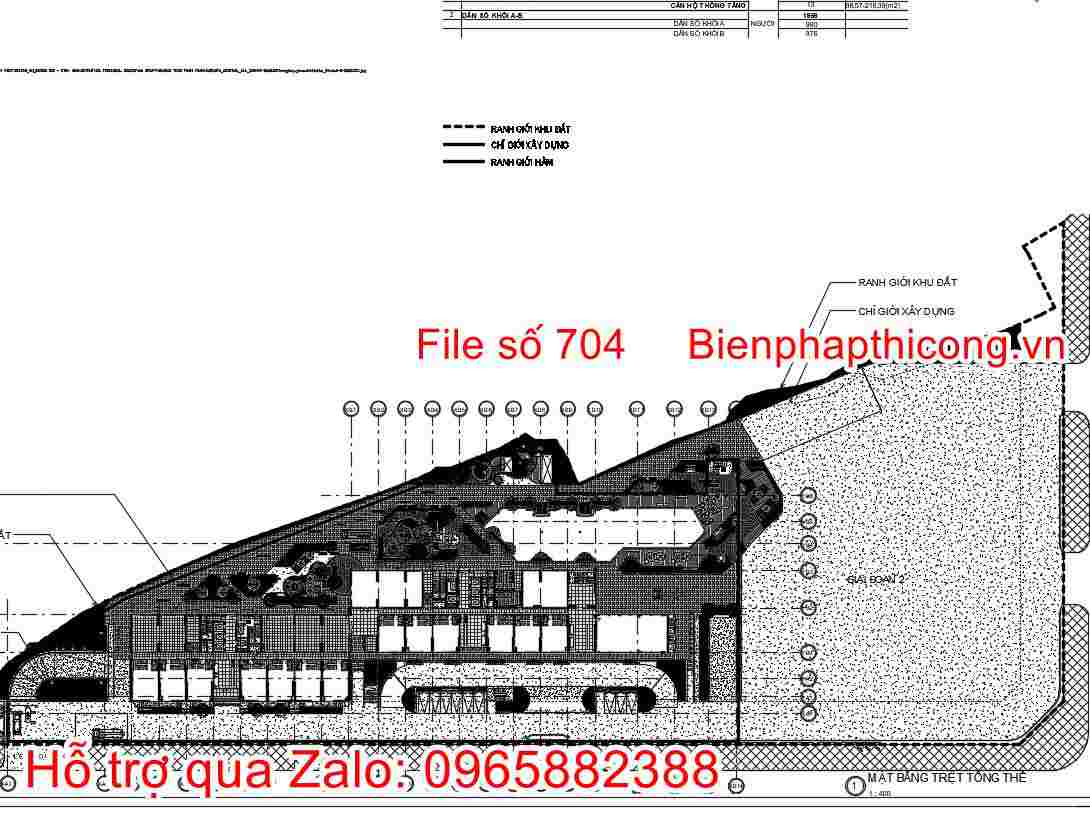 Bản vẽ mặt bằng tầng trệt tổng thể cad.