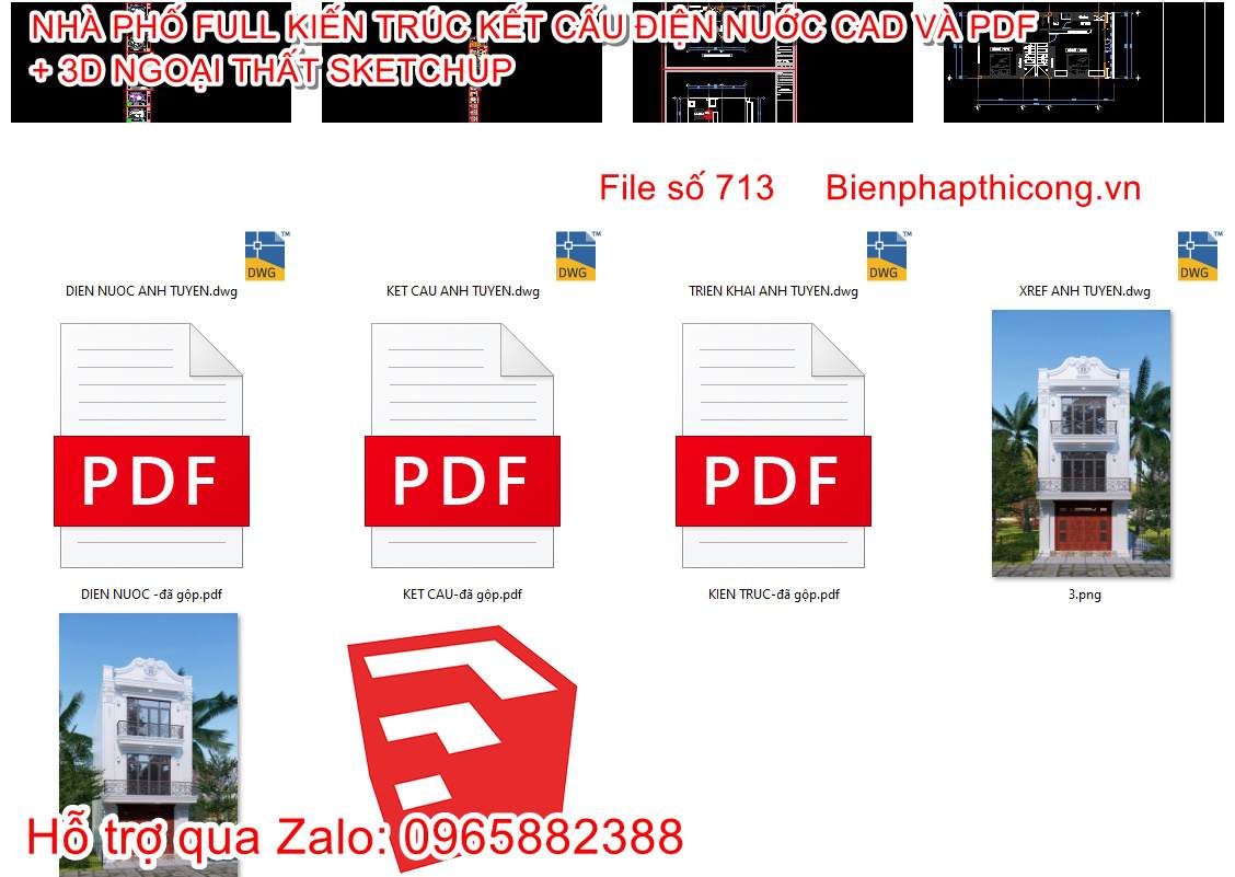 File cad bản vẽ nhà phố 3 tầng 6m x 11m tân cổ dwg