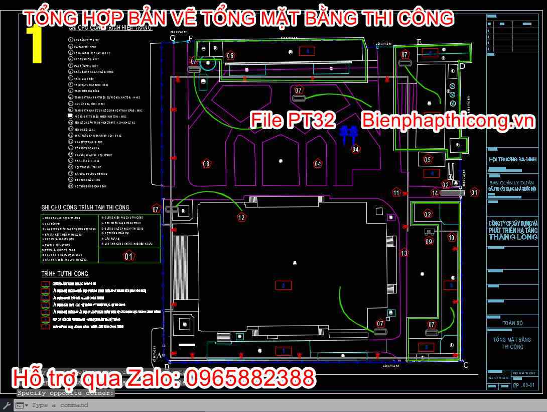 Bản vẽ tổng mặt bằng thi công cad.