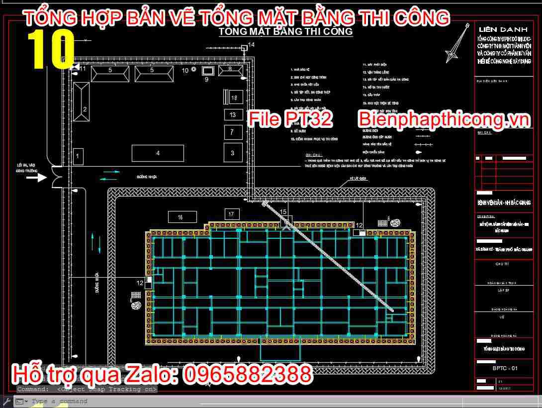 Bản vẽ tổng mặt bằng thi công cad.
