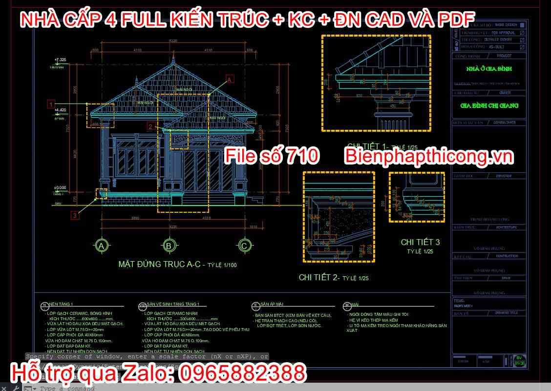 Mặt đứng mẫu nhà cấp 4 mặt tiền 8m 120m2