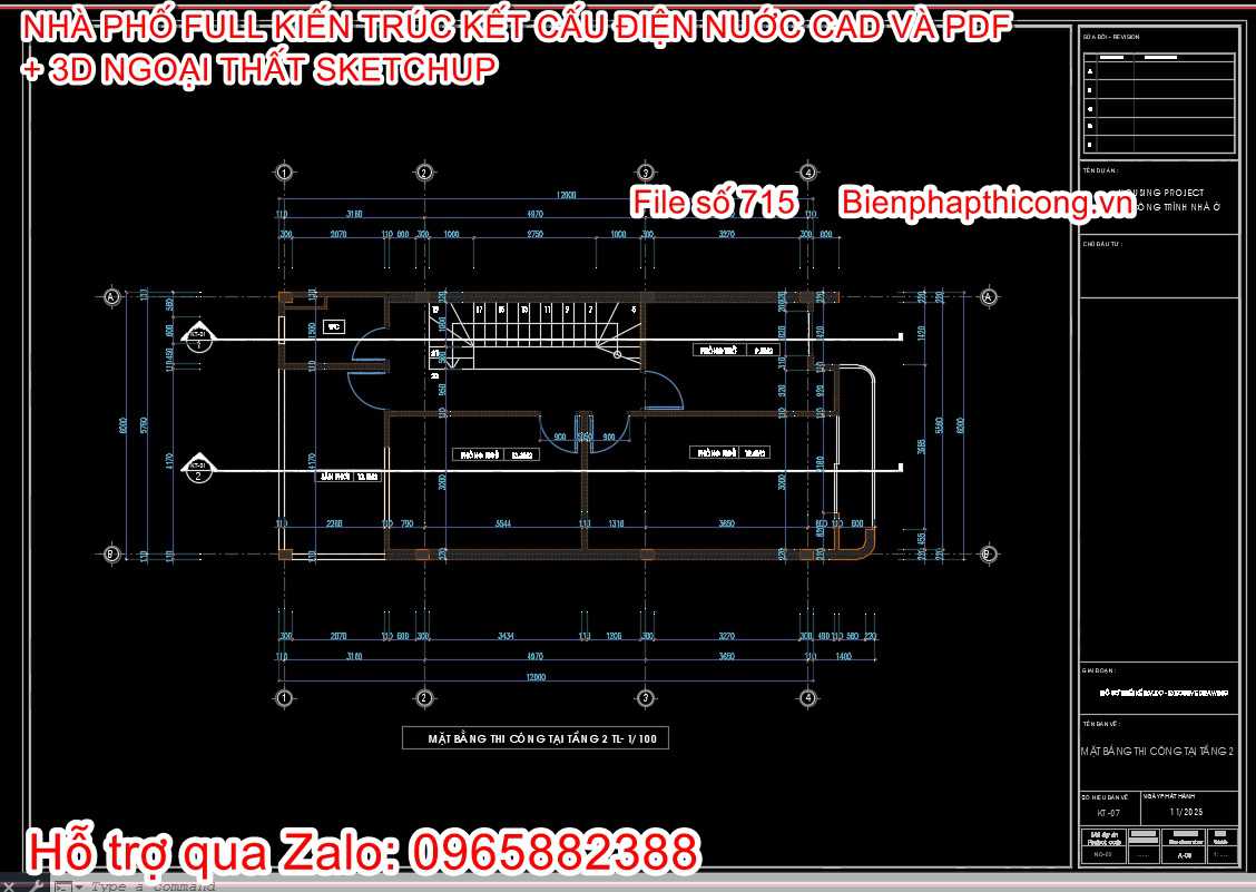 File dwg bản vẽ nhà phố 2 tầng 6m x 12m.