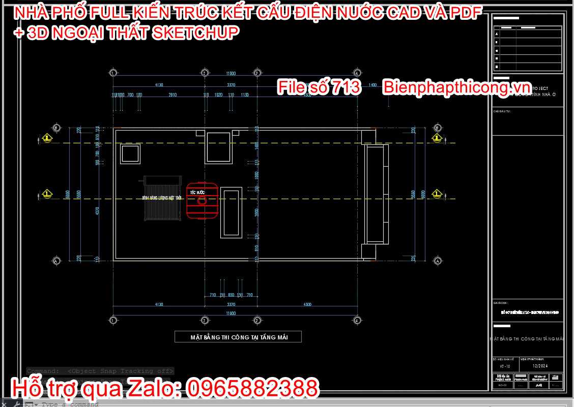 Hồ sơ thi công mặt bằng nhà phố 6m x 11m