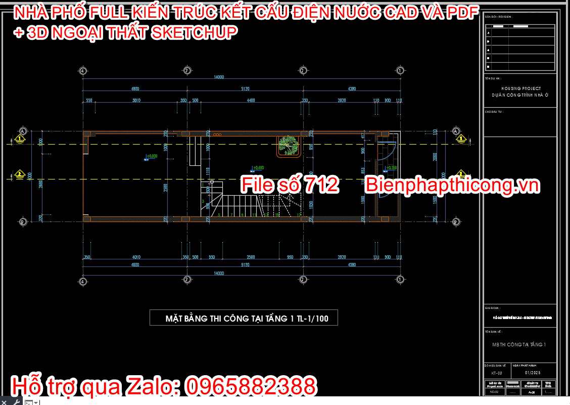 Bản vẽ cad nhà phố full kiến trúc kết cấu điện nước.